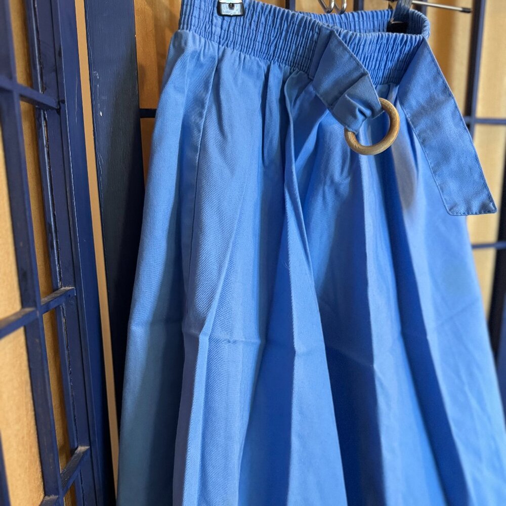 Vintage Girls Blue Full Skirt Ring Belt Detail